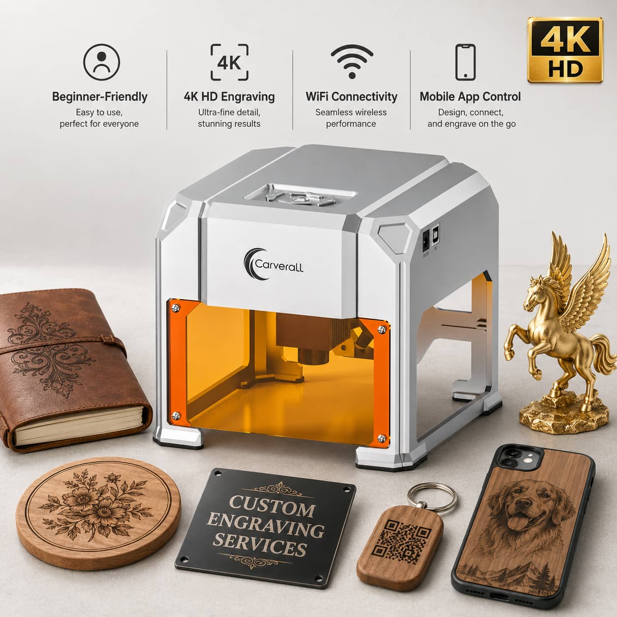 Industrial Laser Engraving Machine - Carverall Laser Engraver Machine, K4 3W,